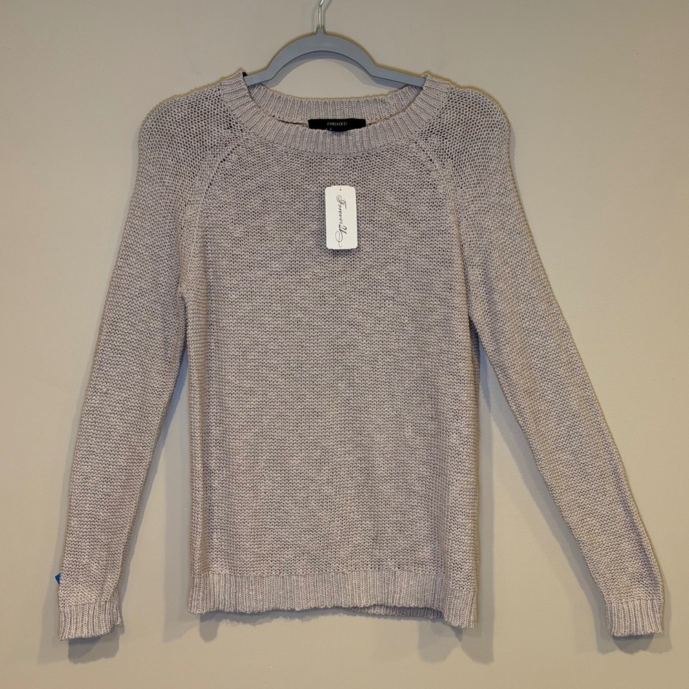 Forever 21 NWT‎ Womens Knit Sweater Taupe Long Sleeve Crew Neck Size Small
